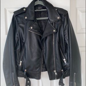 Zara faux biker leather jacket